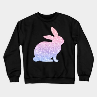 Pastel Pink and Purple Ombre Faux Glitter Easter Bunny Crewneck Sweatshirt